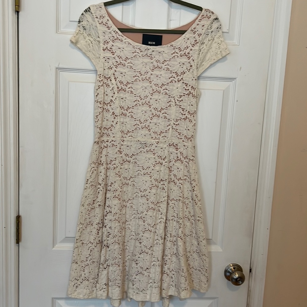 Anthropologie fit n flare cream lace dress by Maeve